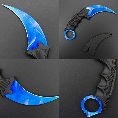 Wetop Karambit Knife, CS-GO for Hunting Camping Fishing Self Defenses and Field Survival, Stainless Steel Fixed Blade Tactical Knife with Sheath and Cord (Blue Sky). - Thumbnail 5