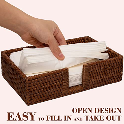 Rattan Guest Towel Holder For Bathroom Towel Caddy Rectangular Napkin