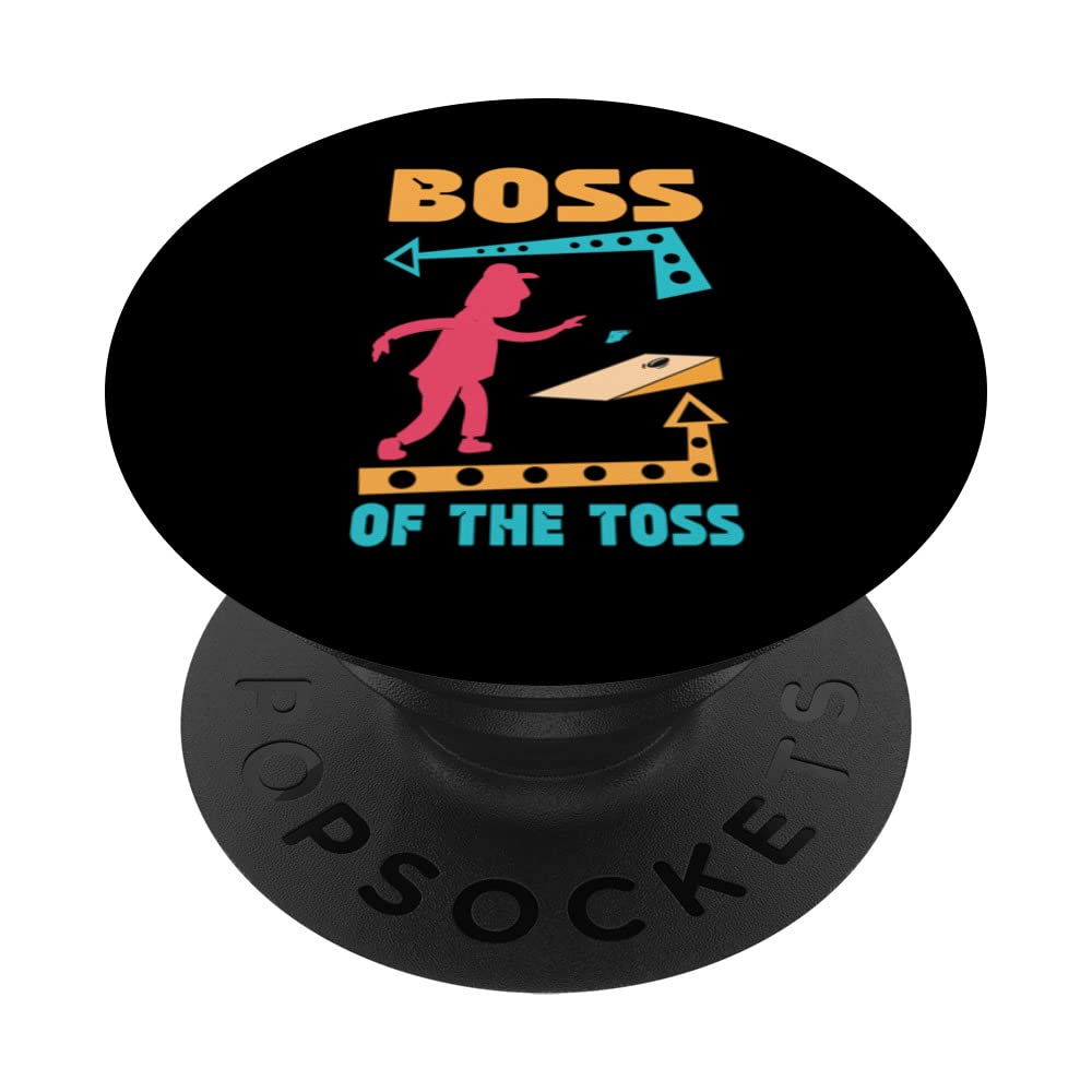 Boss Of The Toss Mens Dad Cornhole Game Bean Bag Toss Funny PopSockets Swappable PopGrip