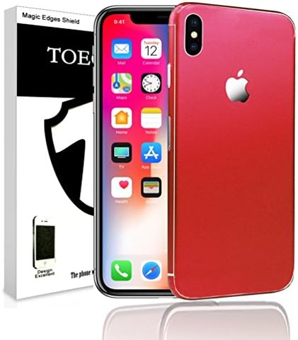 Toeoe High-strength and Super-thin Tough Metallic Protector Skin with a Clear Cae for iPhone X (Red)