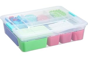 Naivees Storage Container Box with Inserts Multi-colour Storage Box Art Craft Organizer with Divider for Organizing Tool, Craft, Lego