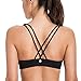 CRZ YOGA Women's Low Impact Strappy Sports Bra - Low Cut Wirefree Padded Yoga Bra Criss Cross Back Black X-Large