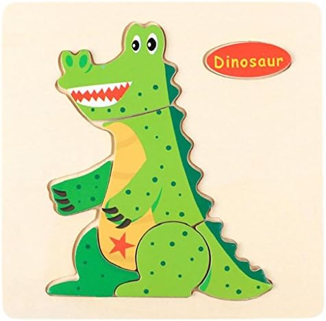 Doinshop Wooden Puzzle for Toddlers Educational Developmental Baby Kids Training Toy 12M-5T(Dinosaur )