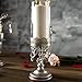 Amalfi Décor Sophia Antique Silver Metal Candle Holder with Glass Hurricane Vase, Crystal Draped Pillar Stand Home Accent Display