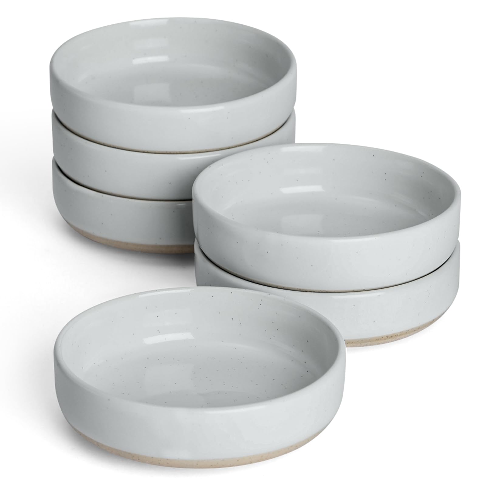Photo 1 of famiware Milkyway Ceramic Soy Sauce Dish, Dipping Bowls Set of 6, Dipping Sauce Bowls/Dishes, 4oz Small Serving Bowls for Side Dishes, Condiment, Sushi, Appetizer, Dessert, Light Gray
