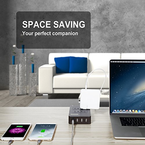 image for MANZOKU Surge Protector Power Strip, 4 AC Outlets + 4 USB Charger Port