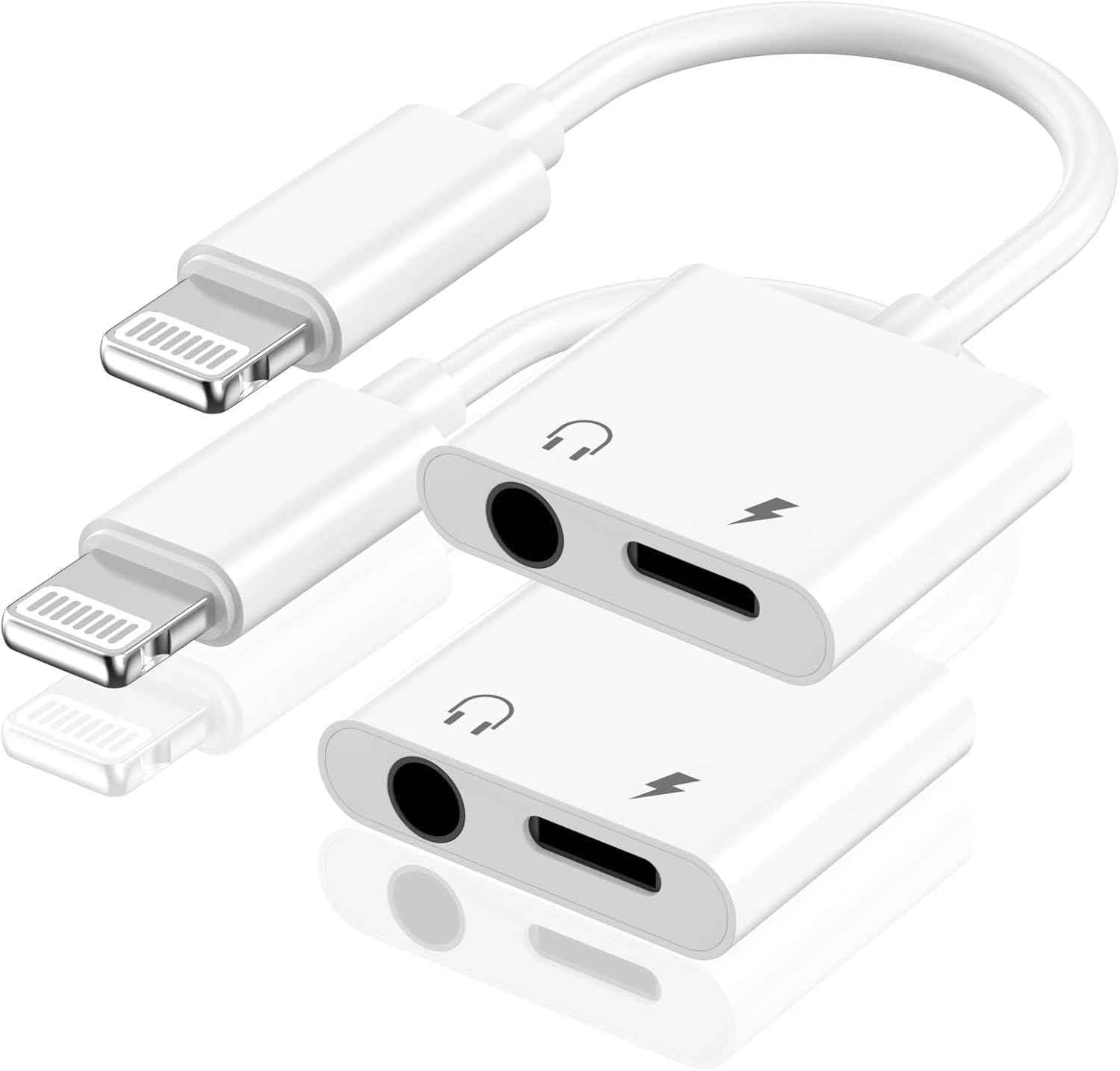 Photo 1 of [Apple MFi Certified] Headphones Adapter for iPhone 14 Pro Max, 2 Pack 2 in 1 Lightning to 3.5 mm Headphone Aux Audio and Charger Earphone Splitter Dongle Adapter for iPhone 14 13 12 11 XS XR X 8 7