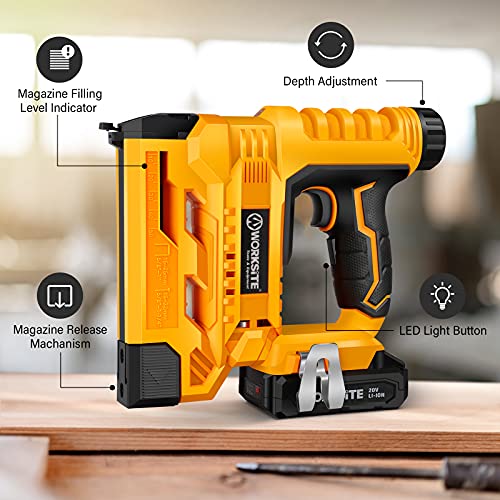 WORKSITE Cordless Brad Nailer/Stapler Kit with 1000pcs Nails and