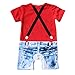 TIAOBU US Baby Boy Short Sleeve Gentlemen Romper Bodysuit Red Size 0-6 Months
