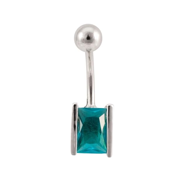 Buy Dynamique Square Stone Channel Set Barbell Belly Button Navel Ring