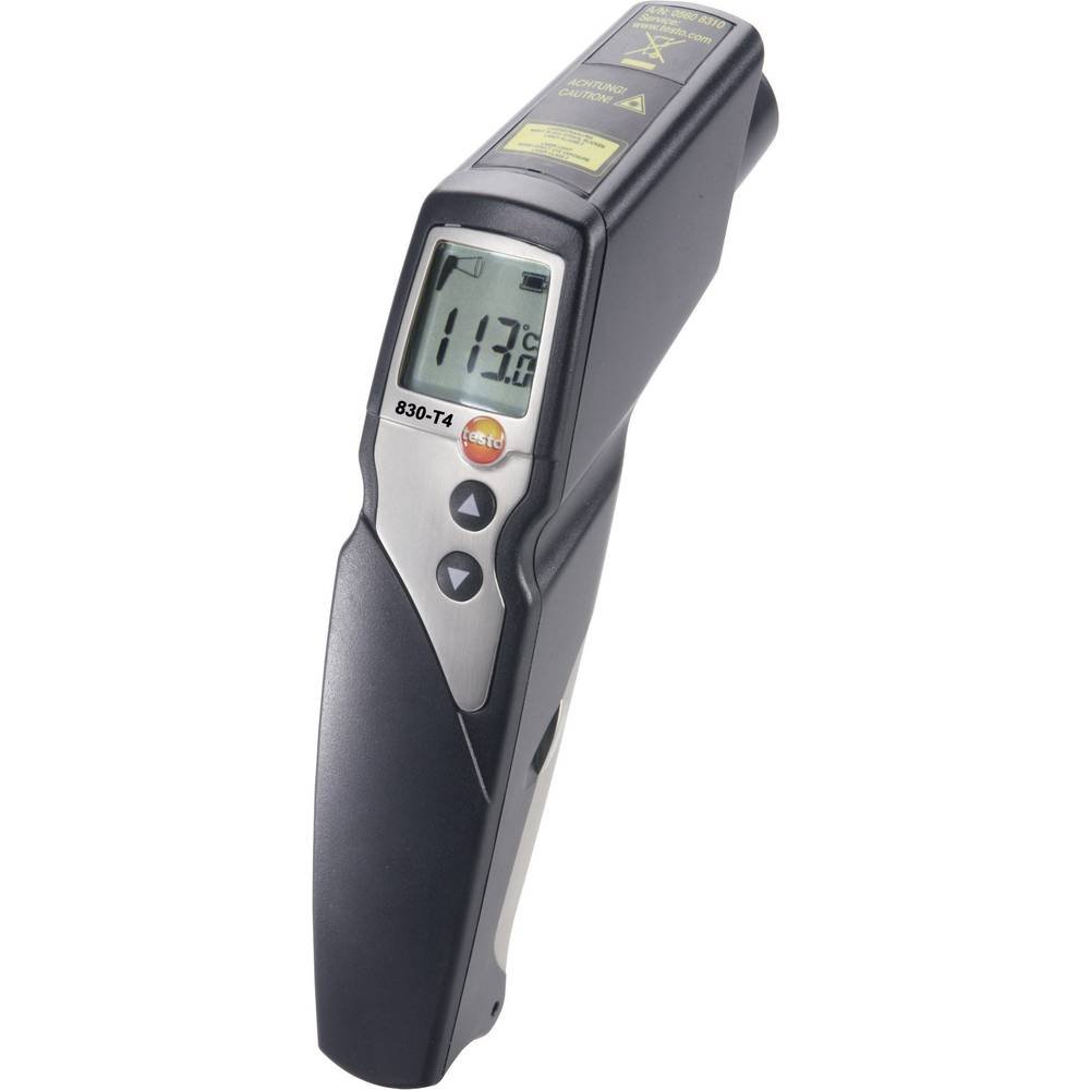 Testo 0560 8314 830-T4 Infrared Thermometer with 2-Point Laser Sighting / 30:1 Optic / Adjustable Limit Values / Alarm Function / Connection of External Probes