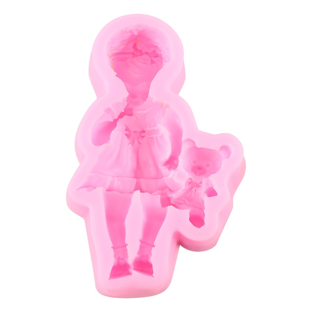 Fondant Moulds Baby Shower，3D Silicone Baby Boy Girl Fondant Cake Mold Creative Chocolate Sugarcraft Mould Decorating Tool(9.2 x 5.2 x 1.6cm / 3.6" x 2.0" x 0.6"(Girl))