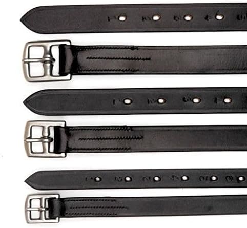 Nelsons Equestrian Leather Stirrup Leathers, Black or Havana, (1" wide x 54" length) (Black)