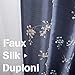 jinchan Floral Curtains Embroidered Curtains for Living Room 84 Inch Long Faux Silk Curtains Slate Blue Grommet Top Flower Patterned Drapes Light Filtering Curtains Window Curtain Set 2 Panels