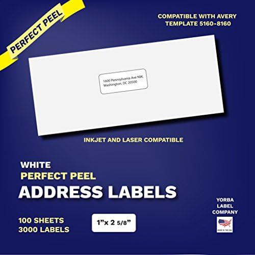 Perfect Peel Address Labels and Mailing Labels for Both Laser and Inkjet Printers. Each Set Comes with 3000 Printing Labels. 100 Total Sheets. Label Size Is 1" X 2-5/8"