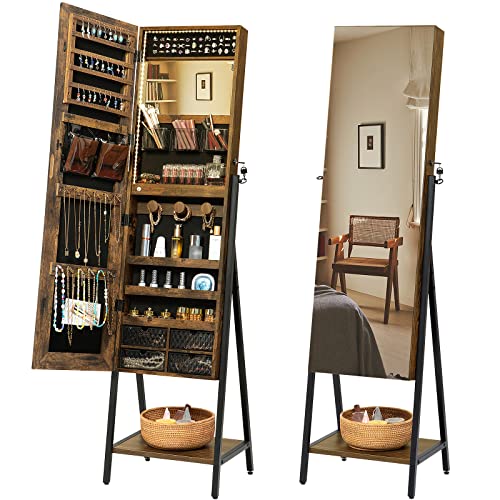 SICOTAS Jewelry Armoire Full Length Mirror with Storage Mirror Jewelry