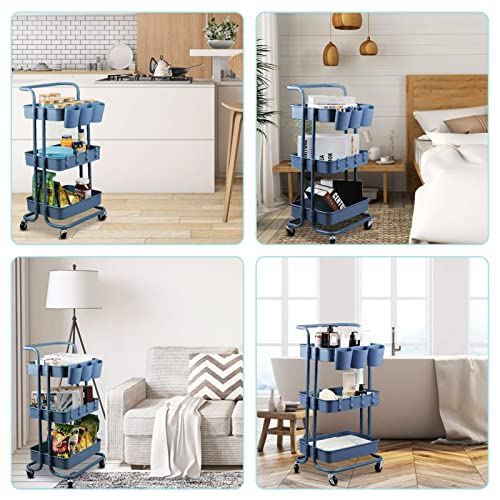 3Tier Rolling Utility Cart Movable Storage Organizer Shelves with