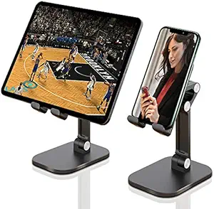HOJIN Portable & Foldable Tablet/Cell Phone Stand,Angle Height Adjustable Desk Phone/Tablet Holder, Suitable for Use in Learning Online at Home or Office,Compatible with 4-13