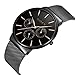 Watch,Watches Men ,Stainless Steel Classic Luxury Business Casual Watches Waterproof Multifunctions Quartz Milanese Mesh Band Wrist Watch (Black)