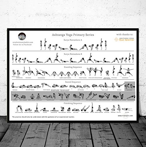 QIANLIYAN Poster Hot Yoga Ashtanga Chart Pose Home Exercise Gym Health Wall Art Canvas Painting Wall Pictures For Living Room Home Decor 40X60Cm Without Frame