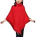 Luodemiss Girls Fall High Neck Knitted Poncho Tassel Draped Cloak Cape Sweater Soft Irregular Hem Top