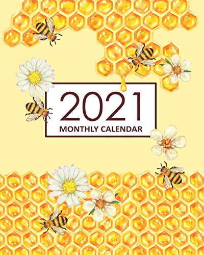 2021 Monthly Calendar: Desk Diary 2021 - Appointment Diary 2021 - Daily Organiser Planner 2021 - Bee Imker Honey Cover