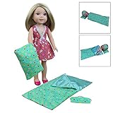 ZITA ELEMENT 3 PCS Sleeping Accessories with Sleep Bag, Pillow & Eye Mask for American 14.5 Inch Girl Doll and Other 14