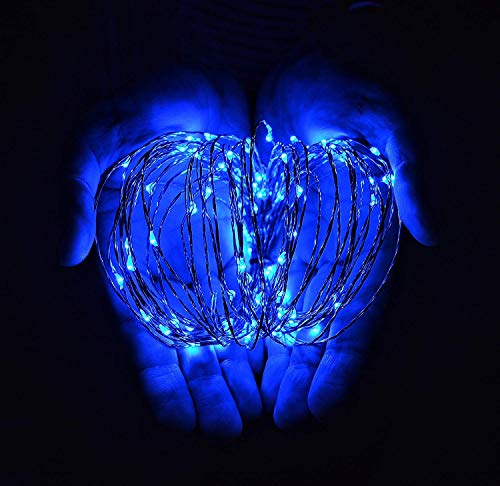 BOLWEO 10ft/3M 30LEDs LED String Light,Waterproof Copper Wire Battery Operated Fairy Lights for Home Halloween Bedroom Indoor Outdoor - Blue