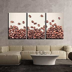 3 Piece Canvas Wall Art - Coffee. - Modern Home Art Stretched and Framed Ready to Hang - 16"x24"x3 Panels
