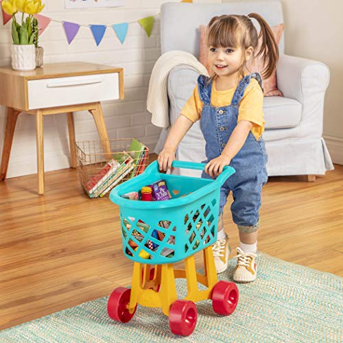Battat Deluxe Toy Shopping Cart with Pretend Grocery Store Food, 3