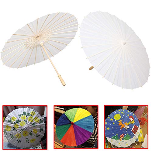 Hellery Mini Papier Regenschirme Cocktail Regenschirm öl Papier Regenschirm DIY Craetive Craft - Weiß, 30 cm – Bild 3