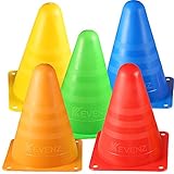12-Pack Kevenz 7 Inch Thicker Multi-Purpose Multi-Color Plastic Traffic Cones