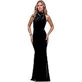 Velvet Halter Wedding Guest Dress Bow Formal Backless Dresses for Women Backless Maxi Dress for Prom