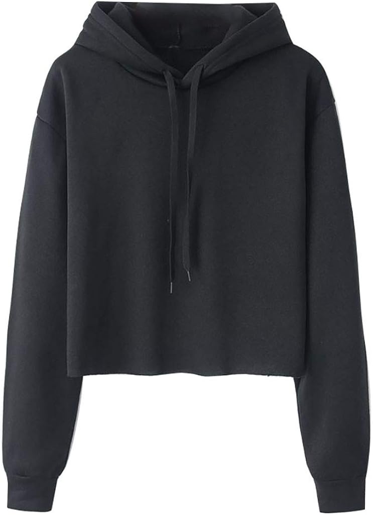 plain black crop top hoodie