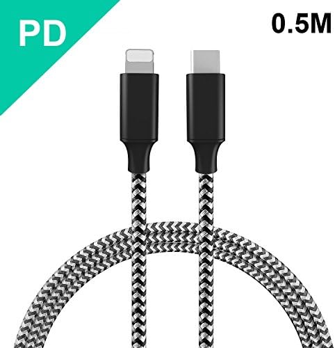 USB C to Lightning Cable 1.6FT/0.5M, QGhappy Power Delivery(PD) Type C to Lightning Quick Charging Cord for iPhone X, iPhone 8, 8 Plus(Not Support IOS 11.3)