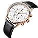 SONGDU Date Rose Gold Chronograph Mens Watches Online Stopwatch Luminous Hands Black Leather Strap