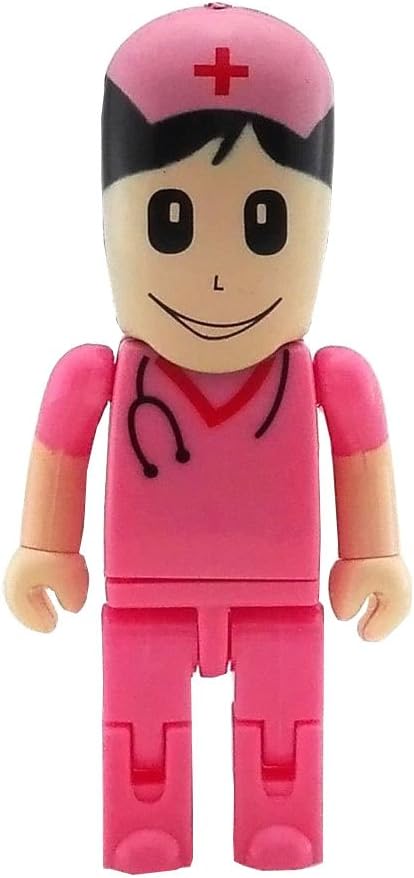 Aneew 64GB Pink Pendrive Nurse Women Hospital Robot USB Flash Drive Memory Stick