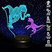 3D Night Light, Dual-Color Smart Touch Remote Control USB & Battery Powered 7 Colors Changing Dinosaur Bedside Desk Lamp Perfect Christmas Birthday Gift Toys for Baby Kids Adults Lover Friends
