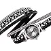Malltop Vintage Bling Crystal Braided Winding Wrap Chain Bracelet Dial Quartz Wrist Analog Watch Pretty Gift for Teenager