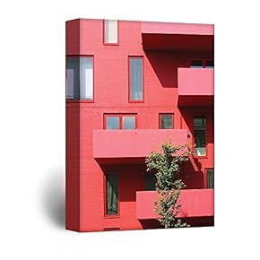 Canvas Wall Art - Facade a Red Building - Giclee Print Gallery Wrap Modern Home Art Ready to Hang - 12x18 inches