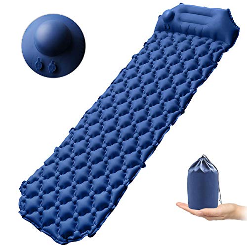 xhlife Self-Inflating Camping Pads, Inflatable Sleeping Pad with Pillow, Ultralight, Compact, Portable Bed Mat for Travel, Hiking, Backpacking, Tent and Sleeping Bag with Storage Bag, Hand Press Inflating Folding Air Mattress