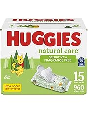Huggies Natural Care Sensitive Baby Wipes, UNSCENTED, 15 Flip-Top Packs (960 Wipes Total)
