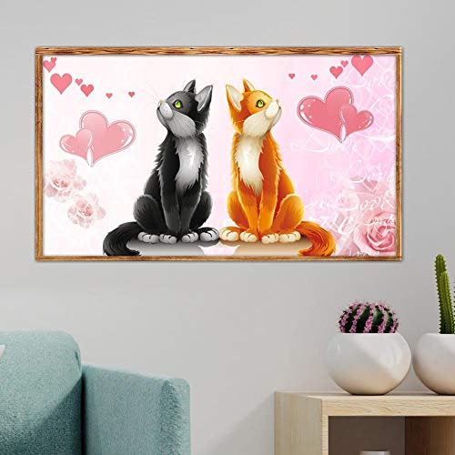 5D Diamond Painting Mosaic Making 5D DIY Full Drill Diamond Painting Valentine Day Cat Cross Stitch Embroider - Thumbnail 2