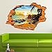 LRRH 3D Beautiful and Peaceful Sunset Beach Scenery Removable Wall Art Sticker Decal Home Décor