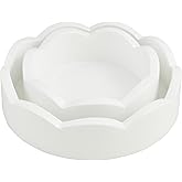 Mud Pie Mini Scalloped Tray Set; small 2" x 6" dia | large 2" x 8" dia