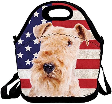 Lakeland Terrier Dog Print Insulated Lunch Bag for Women Men Kids with zipper and Strap, Hot / Cooler Multi-purpose Work / Picnic Tote
