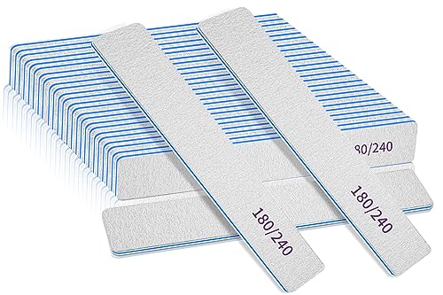 12 PCS Nail Files - 180/240 Grit Double Side Emery Board Set for Natural Fingernails