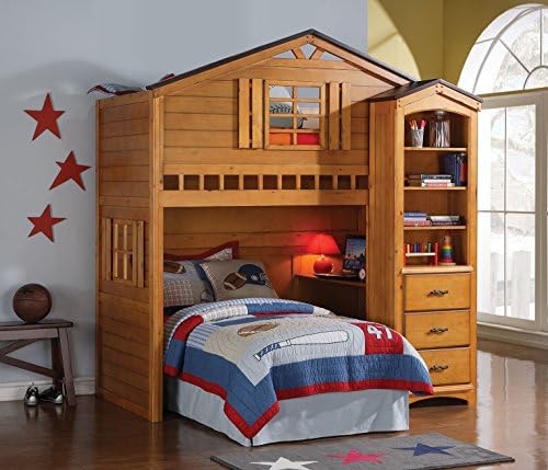 Tree House Bookcase Cabinet, Rustic Oak