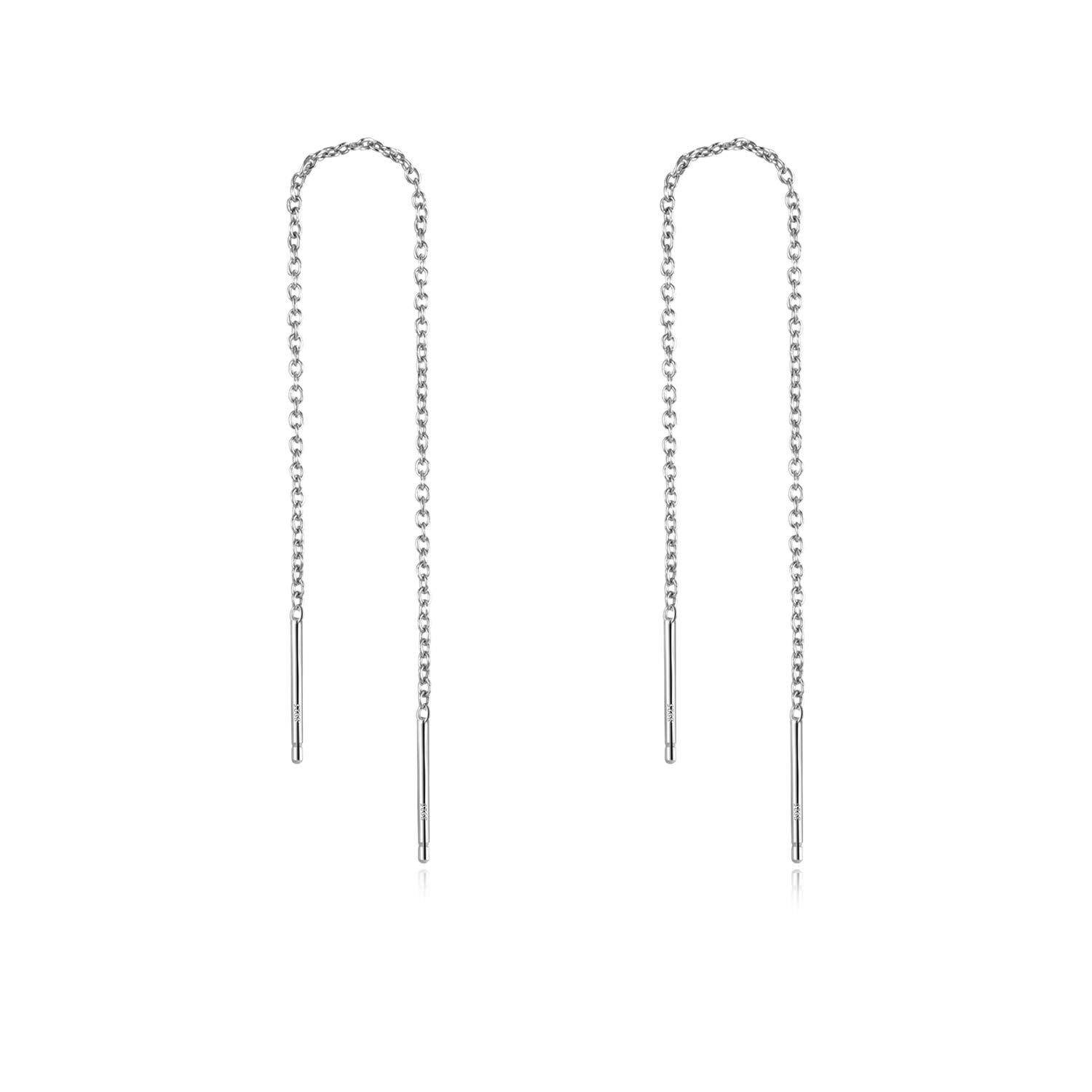 YFN Platinum Plated Earrings Solid 925 Sterling Silver Tassel Threader Dangle Long Chain Ear Line for Women's Gift (2, Silver)