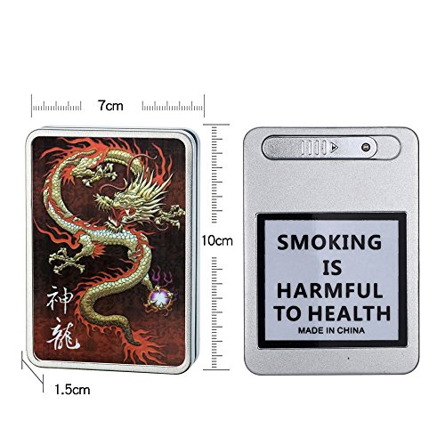 Usb Cigarette Lighter Case Cigarette Box Electronic Flameless Rechargeable Windproof Lighters Can Hold 16 Cigarette Smoke (Dragon usb lighter) - Thumbnail 2
